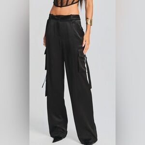 Retrofete Black Wide-Leg Cargo Trousers